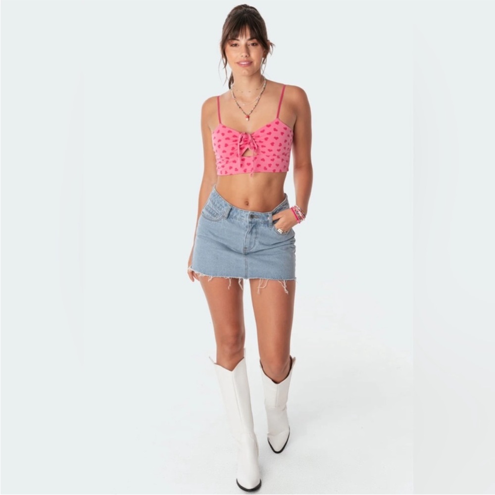 edikted jessie low rise denim mini skirt